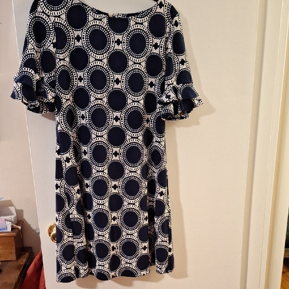 Laura Ashley Navy and White Asymmetrical Dress